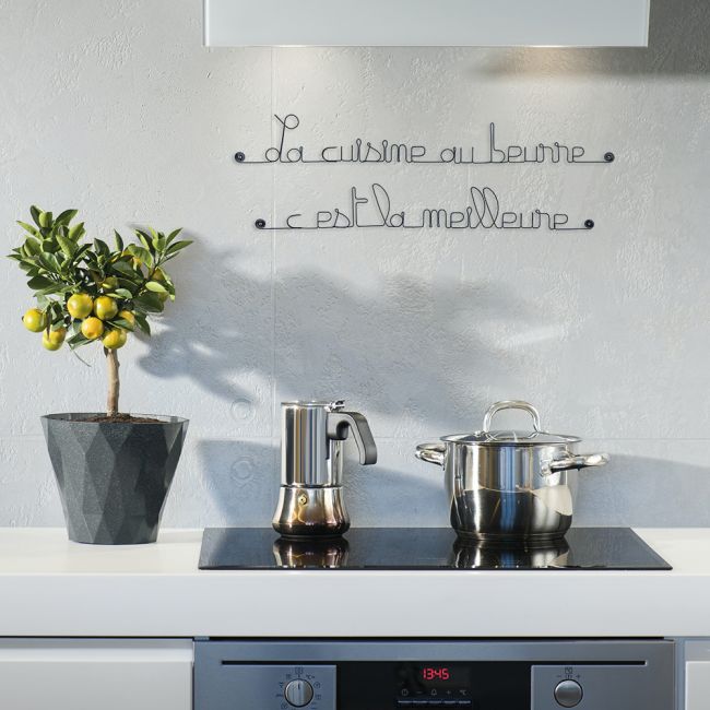 Citation en fil de fer " La cuisine au beurre, c'est la meilleure ! " - à punaiser - Bijoux de mur