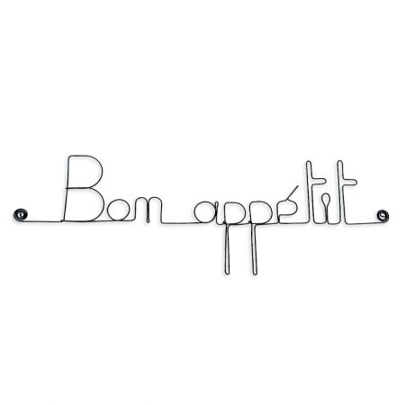 Message simple en fil de fer " Bon appétit " - à punaiser - Bijoux de mur