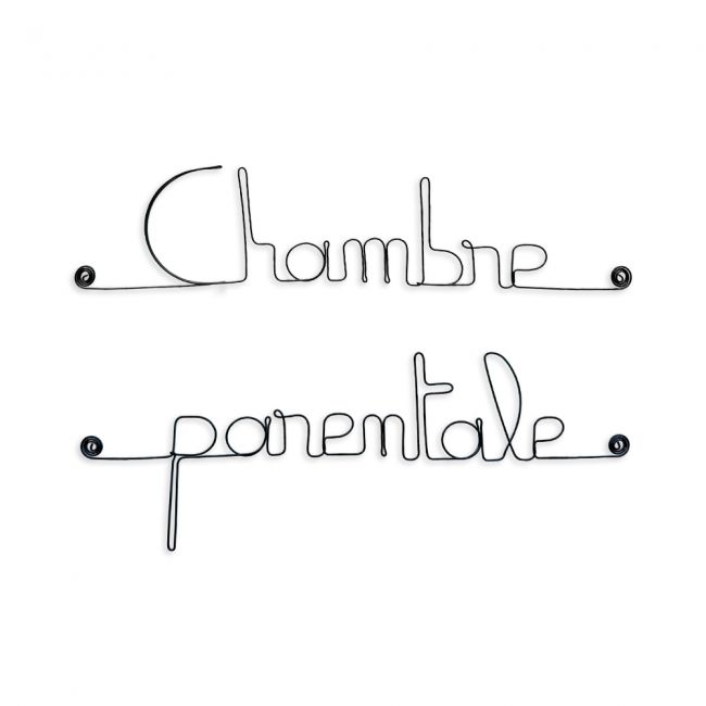 Message simple en fil de fer " Chambre parentale " - à punaiser - Bijoux de mur