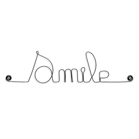 Message simple en fil de fer " Smile " - à punaiser - Bijoux de mur