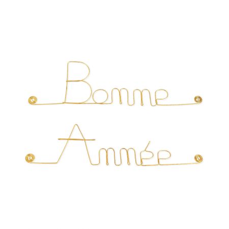 Message simple en fil de fer " Bonne Année " - à punaiser - Bijoux de mur