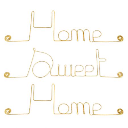 Message simple en fil de fer " Home sweet home " - à punaiser - Bijoux de mur