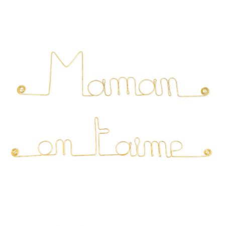 Message simple en fil de fer " Maman on t'aime " - à punaiser - Bijoux de mur
