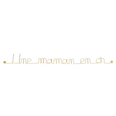 Message simple en fil de fer " Une maman en or " - à punaiser - Bijoux de mur
